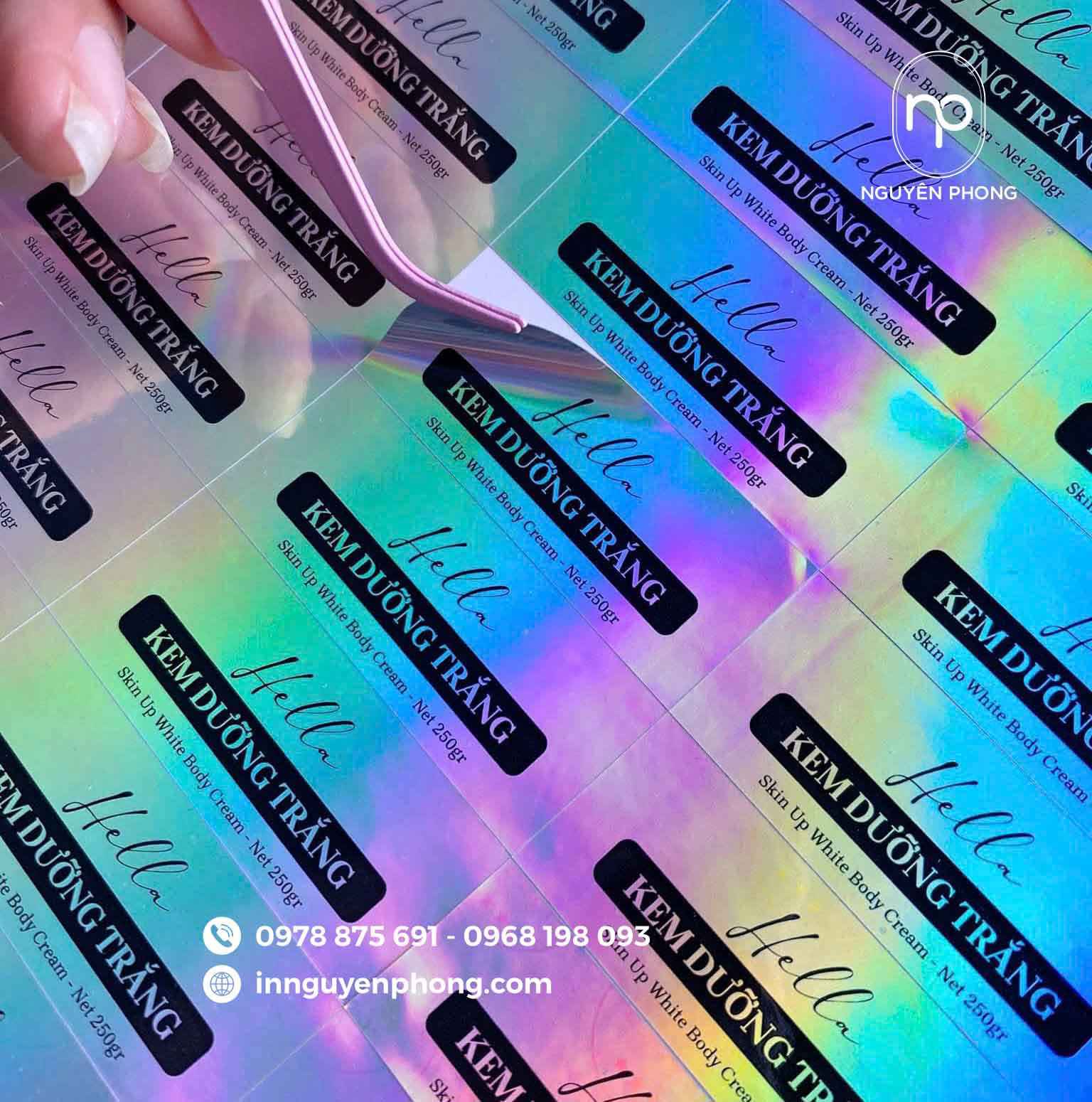 Tem nhãn mỹ phẩm bằng decal 7 màu chống hàng giả